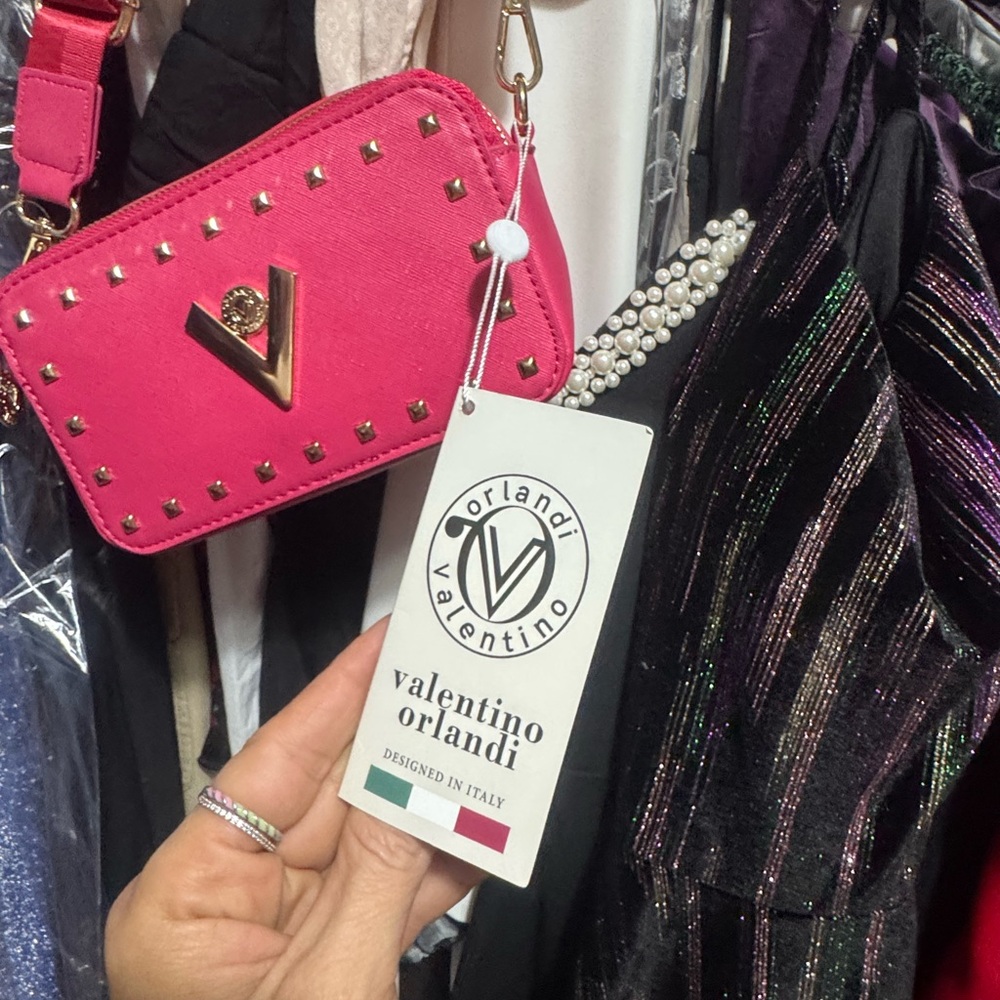 Valentino Orlandi Fuchsia Studded Crossbody